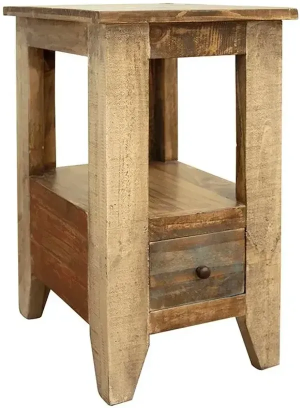 Antique Multicolor Chairside Table