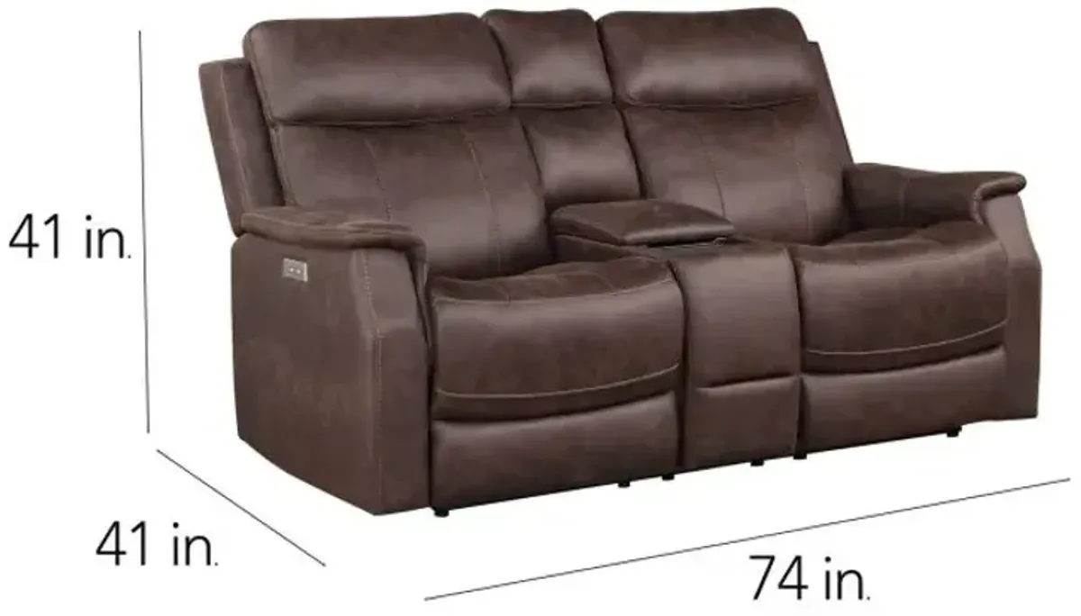 Valencia Power Reclining Loveseat w/Console - Walnut