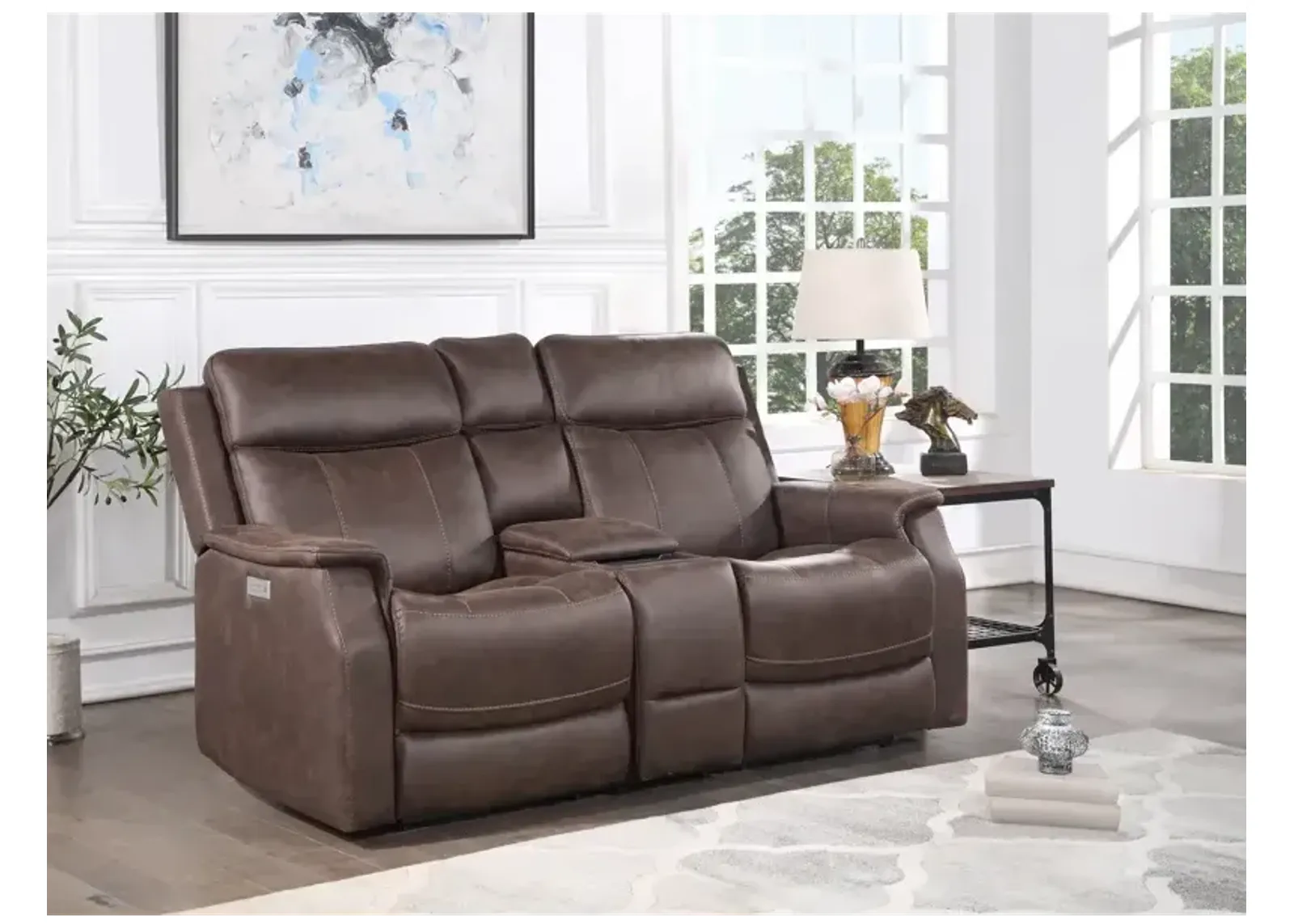 Valencia Power Reclining Loveseat w/Console - Walnut