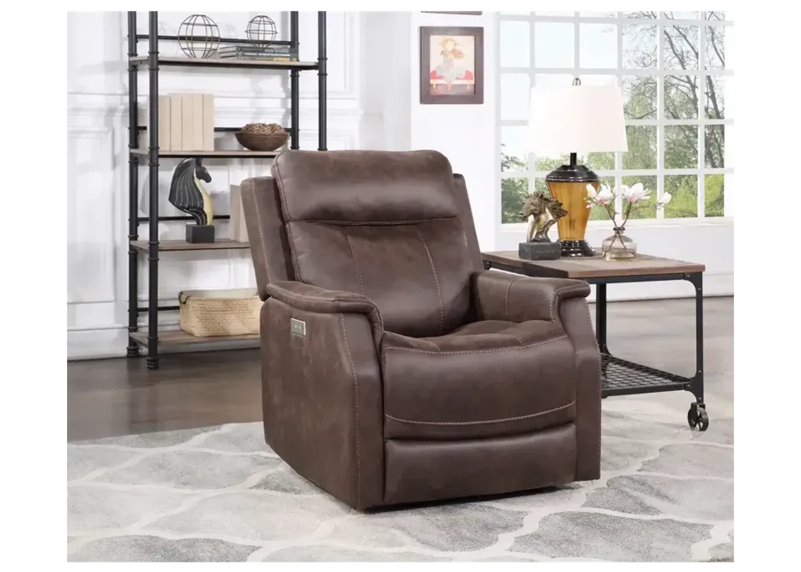 Valencia Dual-Power Leatherette Recliner, Walnut