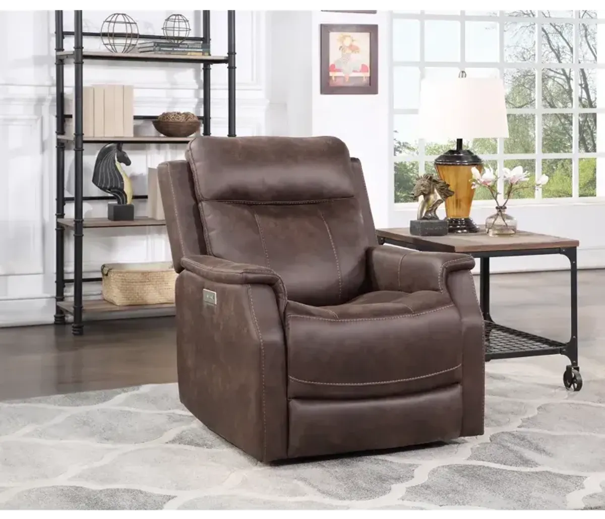 Valencia Dual-Power Leatherette Recliner, Walnut