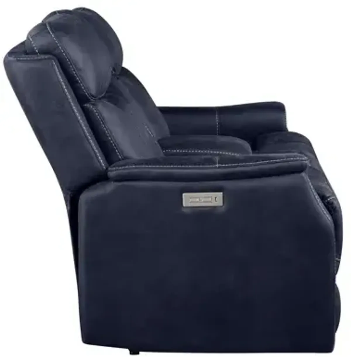 Valencia Dual-Power Leatherette Reclining Console Loveseat, Ocean Blue