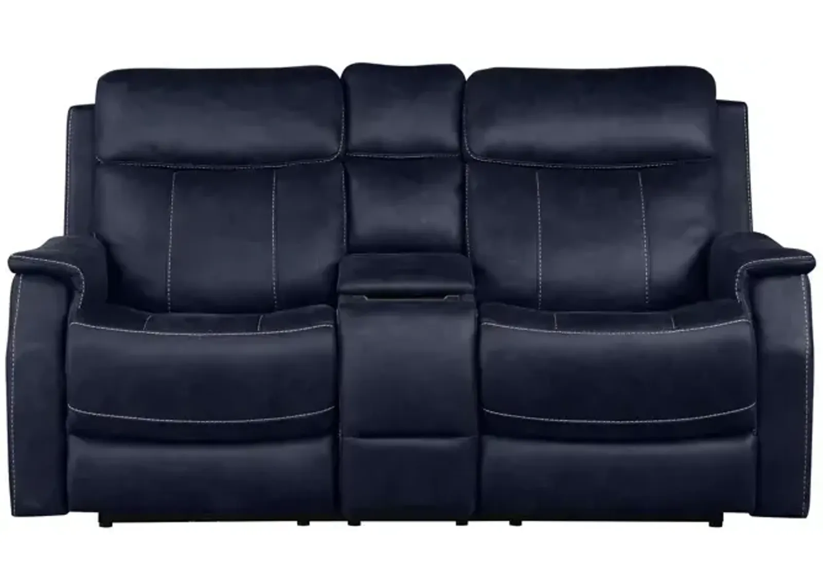 Valencia Dual-Power Leatherette Reclining Console Loveseat, Ocean Blue