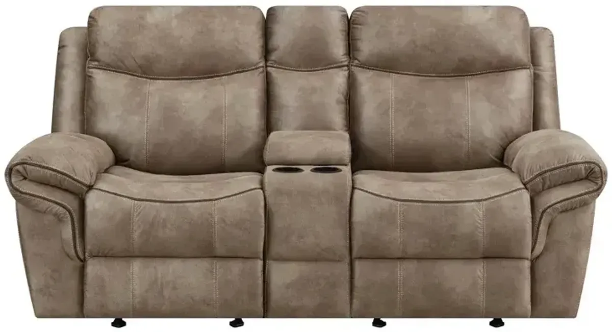 Nashville Manual Glider Recliner Console Loveseat - Cocoa