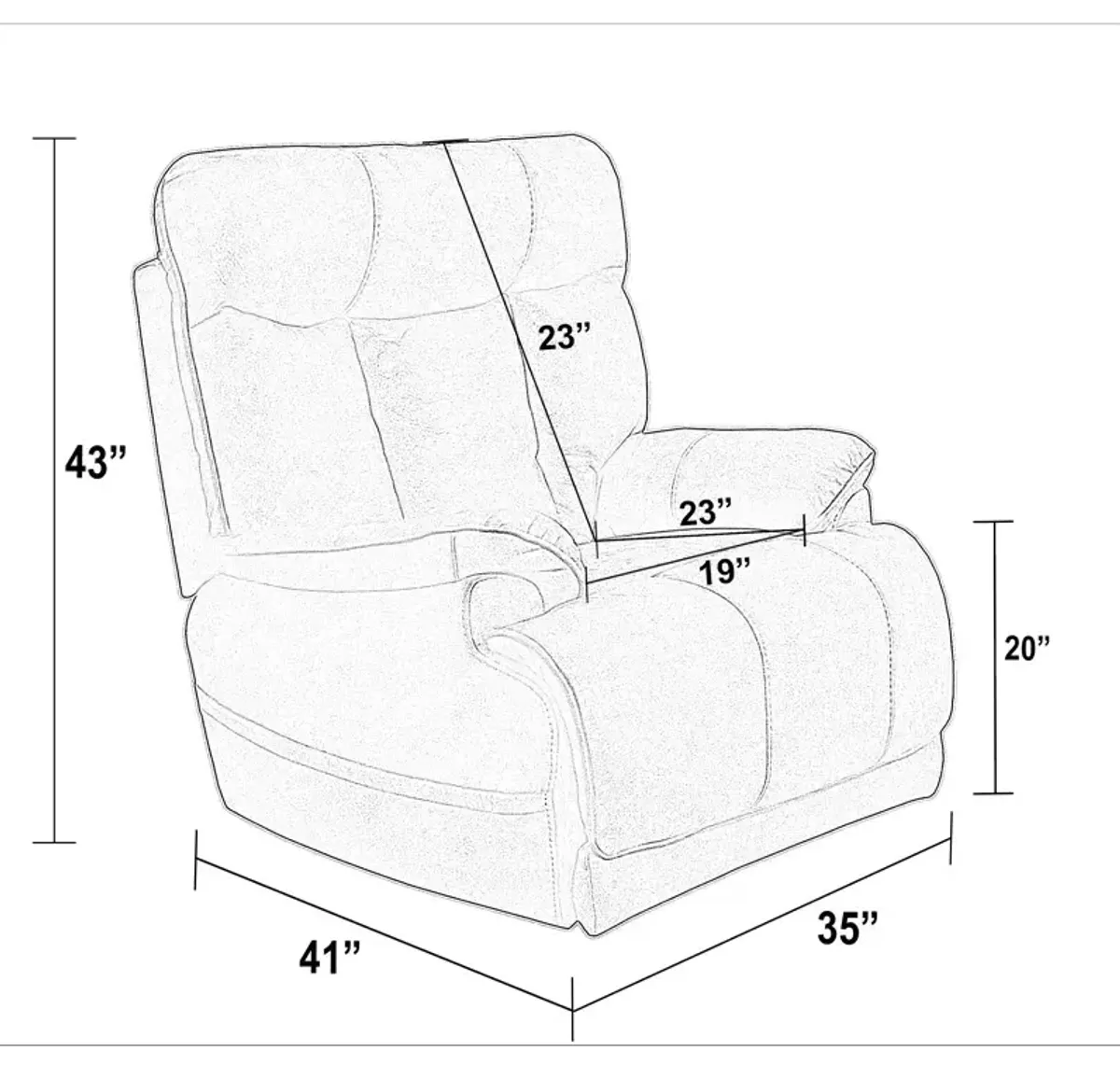 Anders Power Headrest/Lumbar Power Lay Flat Rec w/Heat & Massage