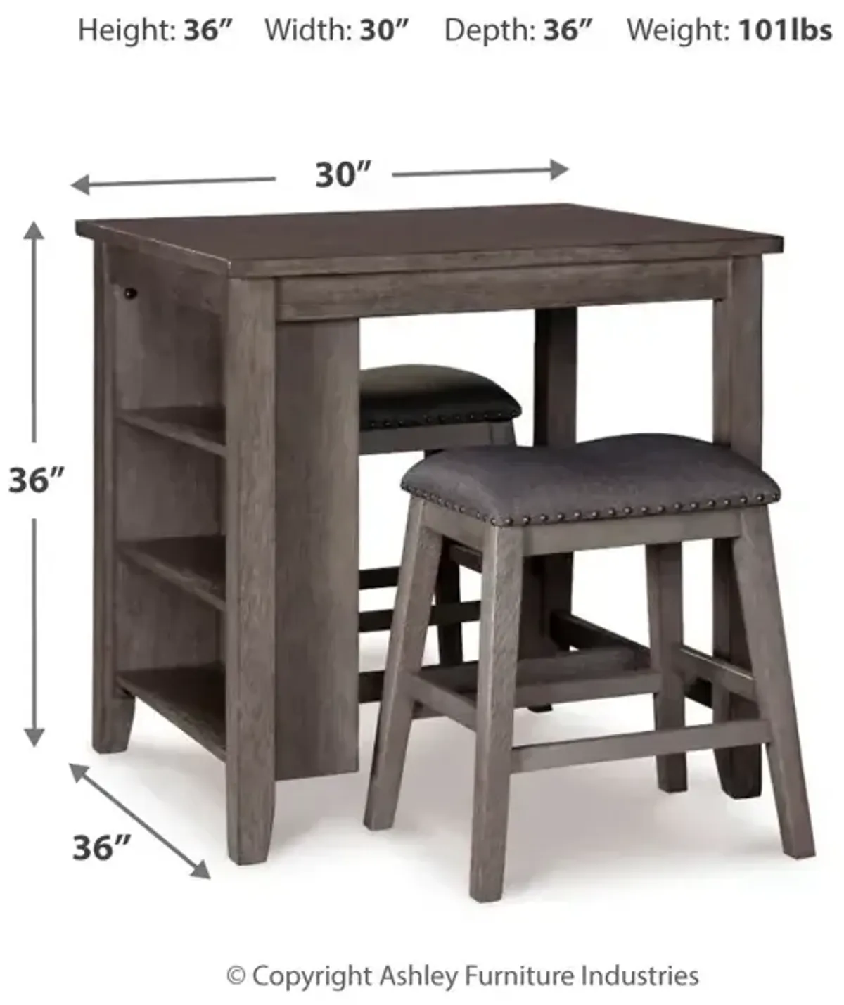 Caitbrook Counter Height Dining Table and Bar Stools (Set of 3)