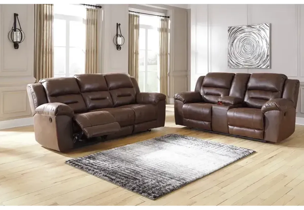 Stoneland Reclining Loveseat with Console - Chocolate