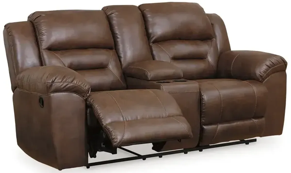 Stoneland Reclining Loveseat with Console - Chocolate