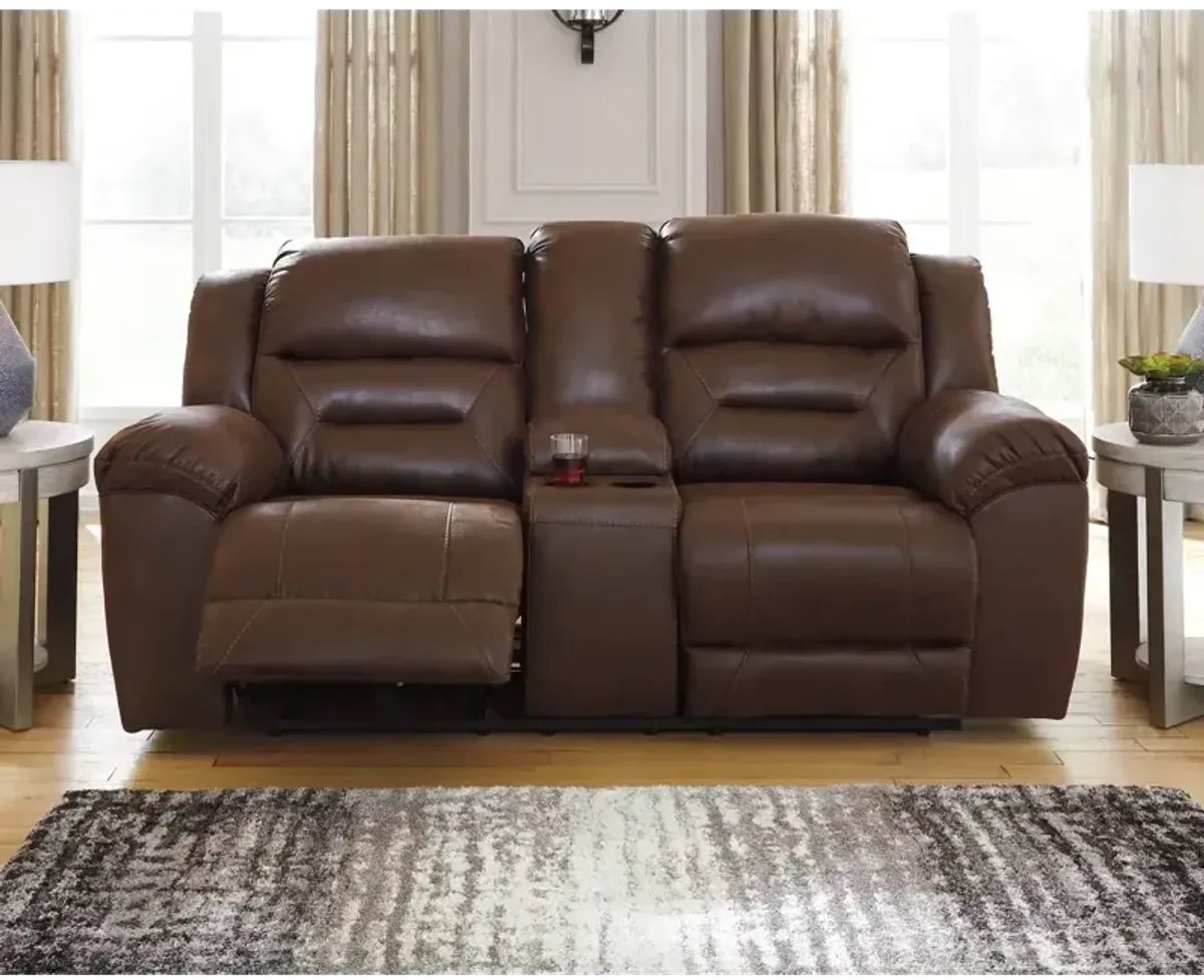 Stoneland Reclining Loveseat with Console - Chocolate