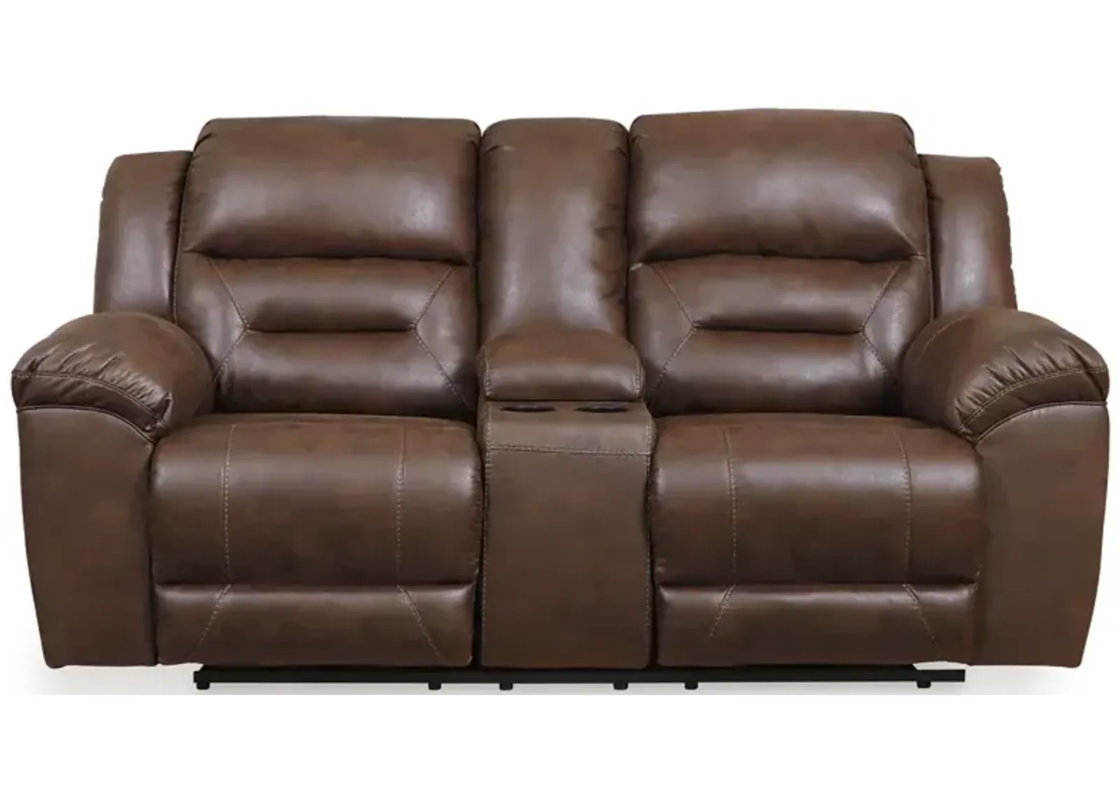 Stoneland Reclining Loveseat with Console - Chocolate