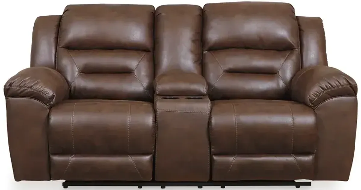 Stoneland Reclining Loveseat with Console - Chocolate