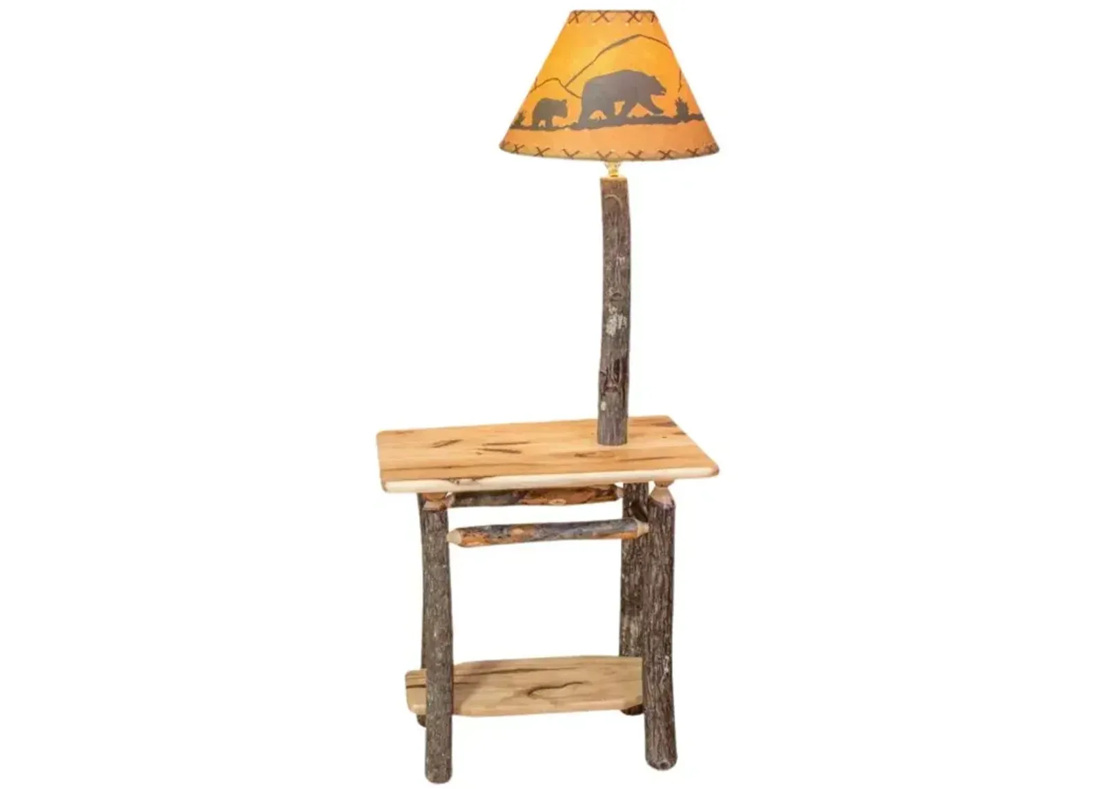 Hickory End Table w/Lamp