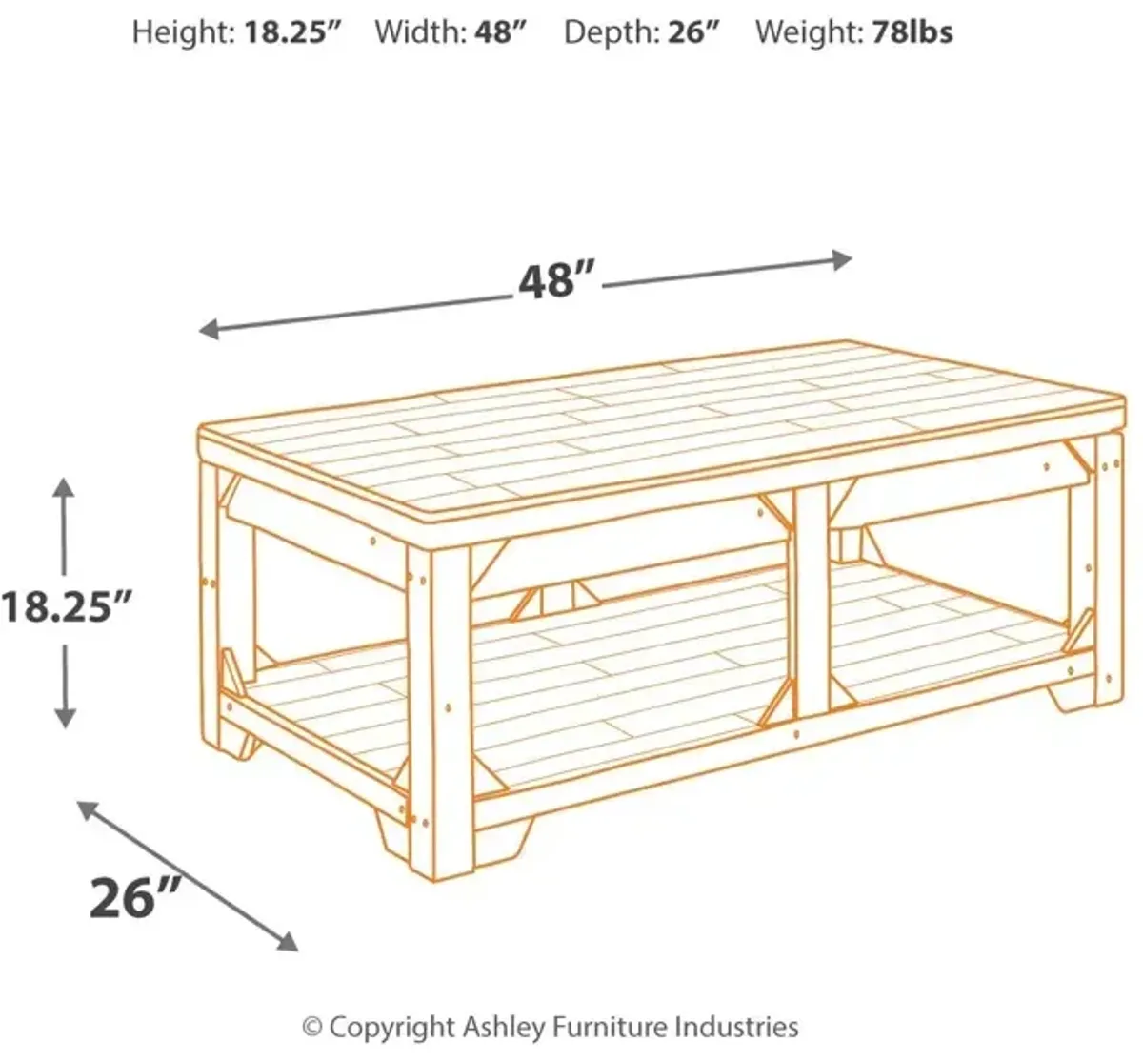 Fregine Coffee Table with Lift Top