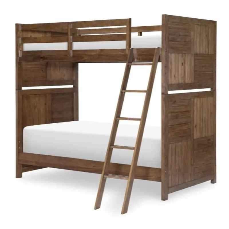 Summer Camp Twin Over Twin Bunk Bed - Brown Finish