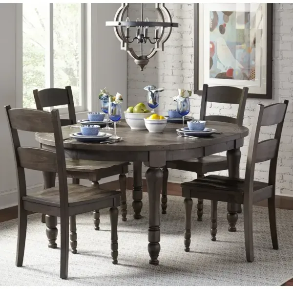 Madison County 5 Piece Round Extendable Dining Set - Barnwood