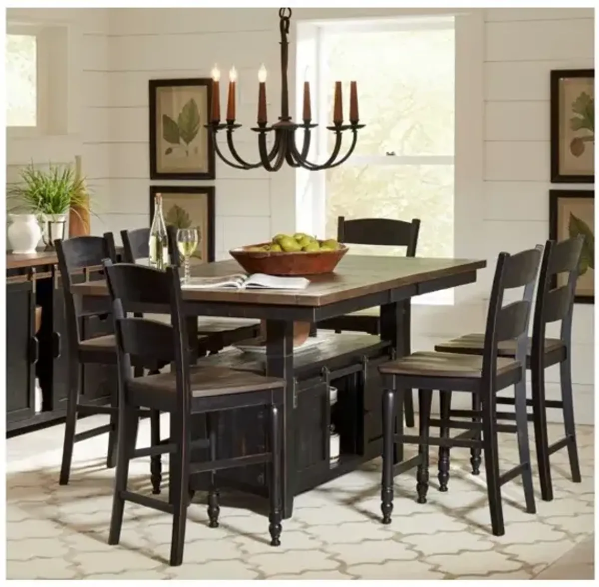 Madison County Counter Height 5 Piece Adjustable Dining Set w/ Stools - Vintage Black