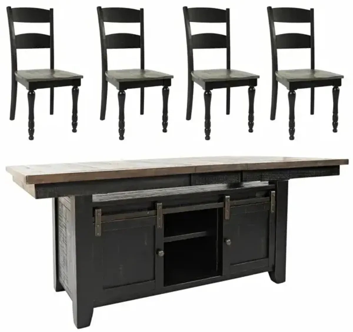 Madison County 5 Piece Adjustable Dining Set w/ Chairs - Vintage Black