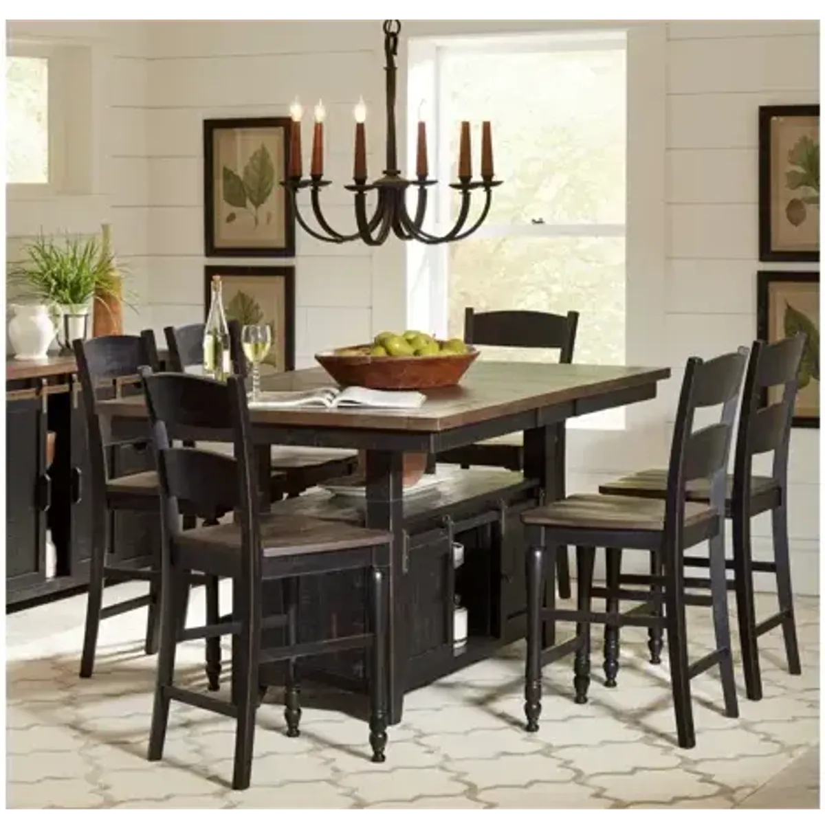 Madison County 7 Piece Adjustable Counter Height Dining Set w/ Stools - Vintage Black