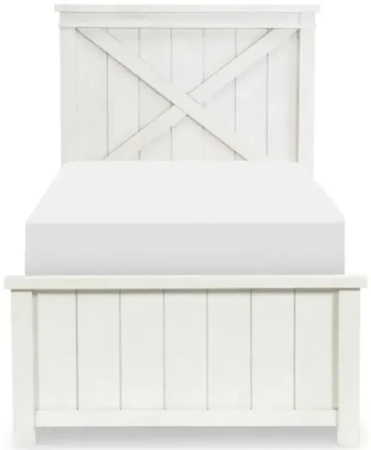 Flatiron Twin Panel Bed - Aged White