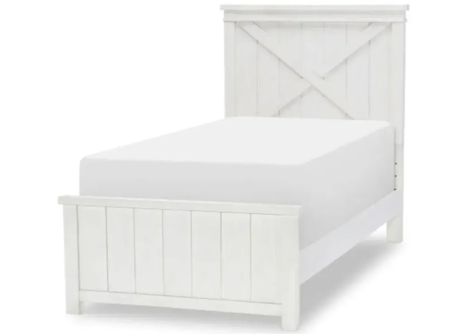 Flatiron Twin Panel Bed - Aged White