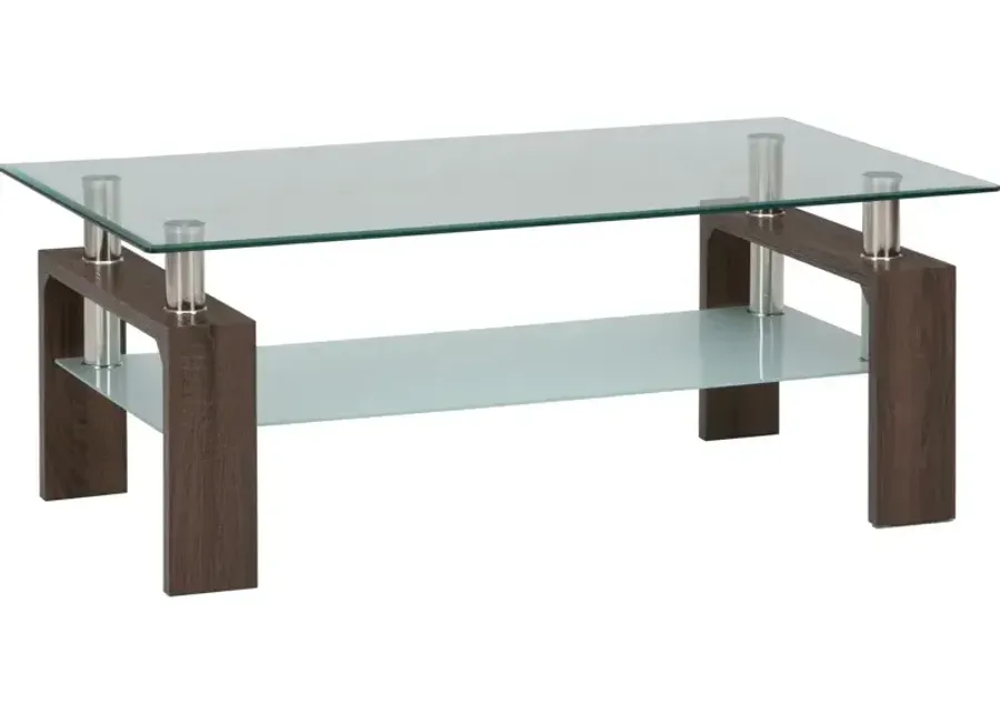 Compass Cocktail Table with Glass Top