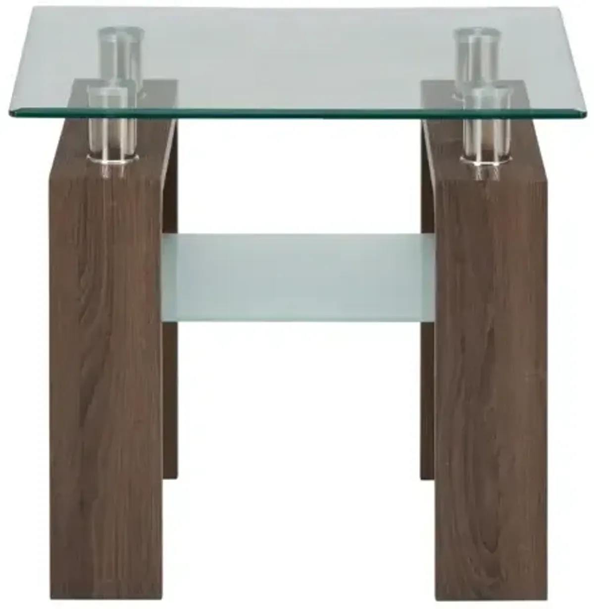 Compass End Table with Glass Top