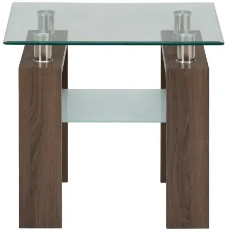 Compass End Table with Glass Top