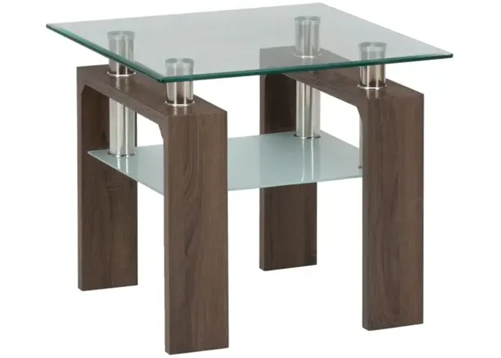 Compass End Table with Glass Top