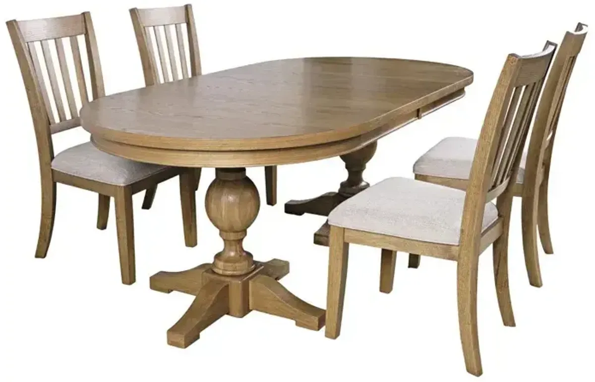 Brentwood 102" Table w/4 Slat Back Chairs - Cascade Oak