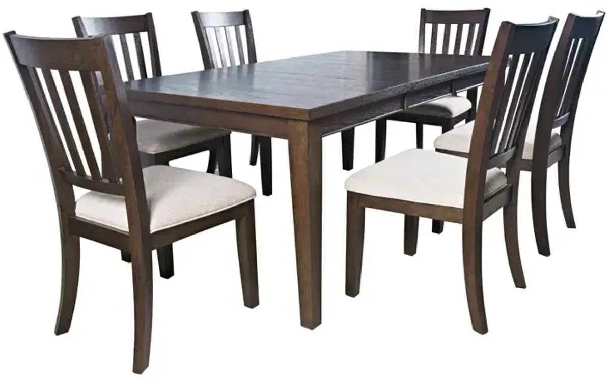 Brentwood 72" Extension Table w/6 Slat Back Chairs - Arbor Oak