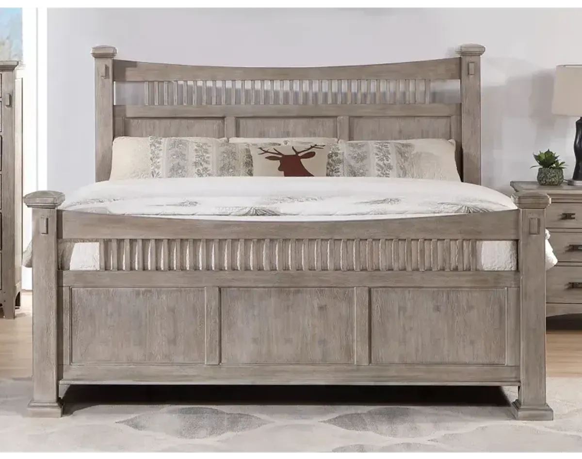 Mission Oak King Panel Bed - Taupe