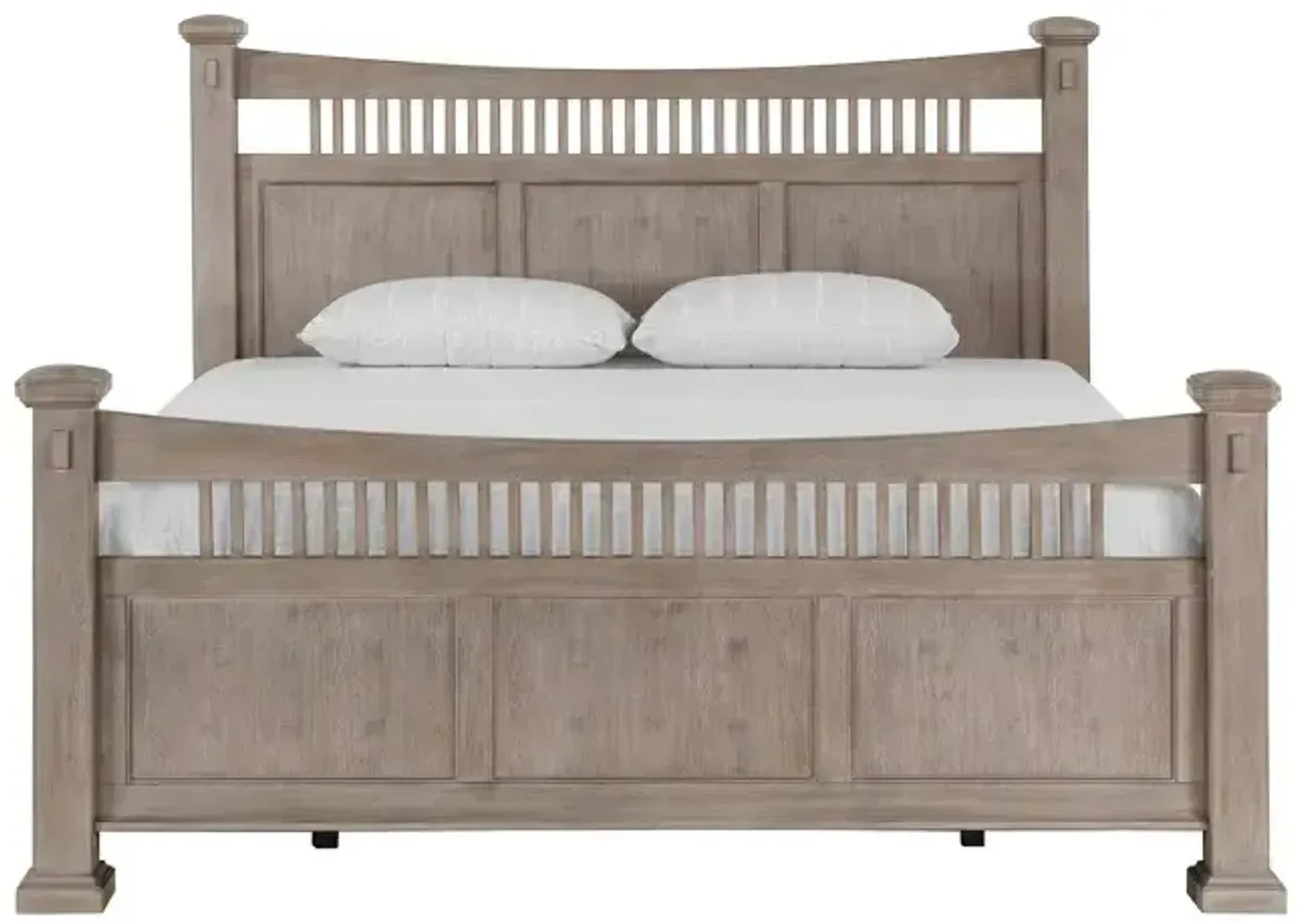 Mission Oak King Panel Bed - Taupe