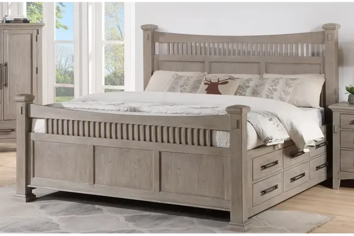 Mission Oak King Storage Bed - Taupe