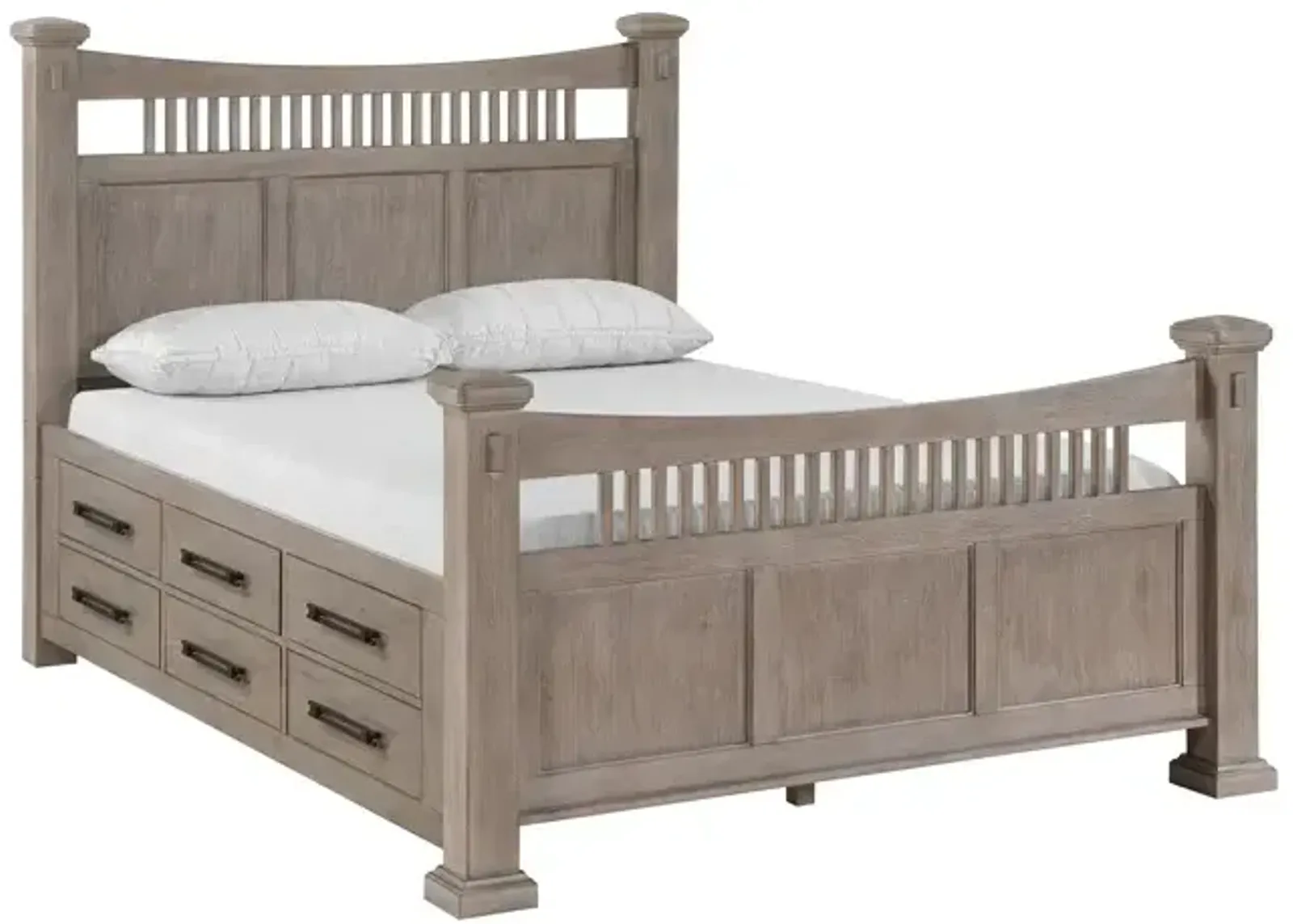 Mission Oak King Storage Bed - Taupe