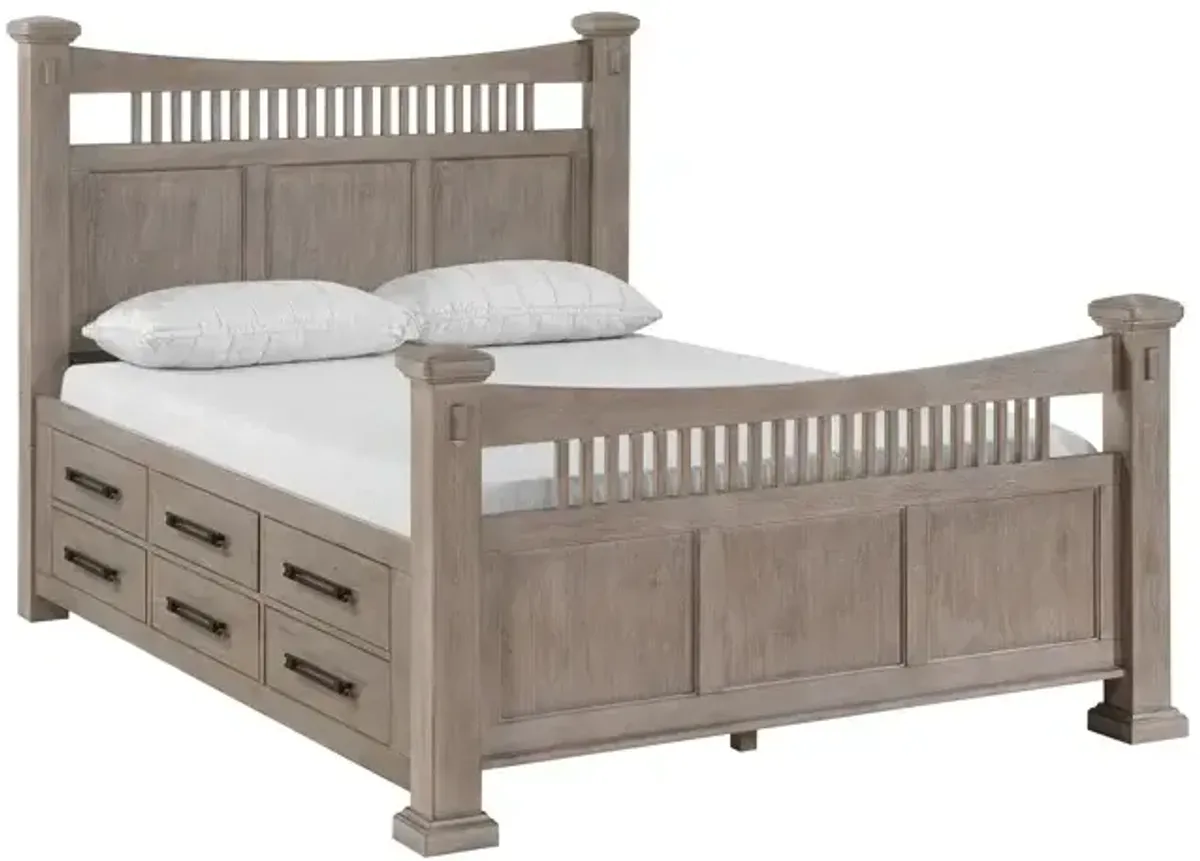 Mission Oak King Storage Bed - Taupe