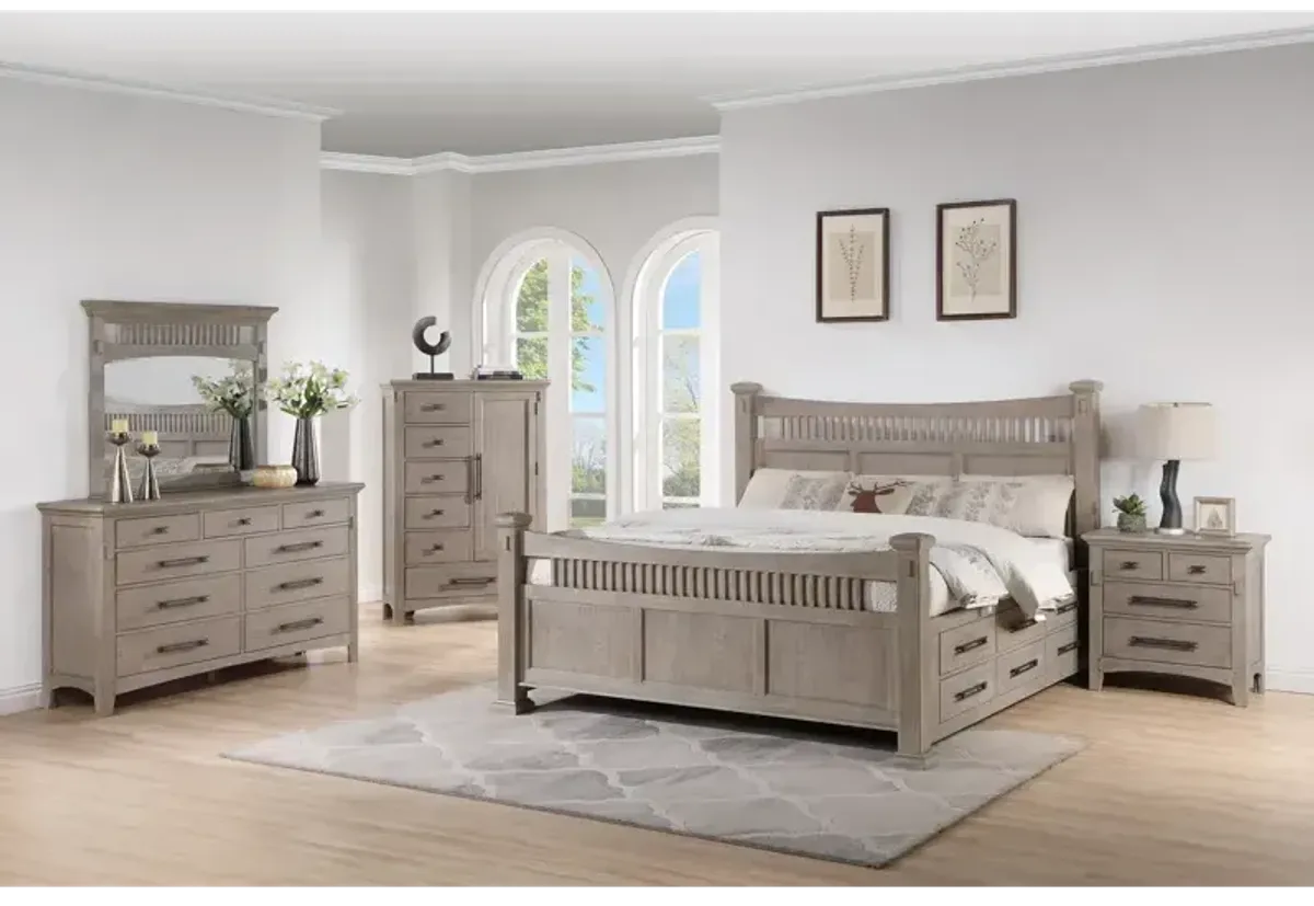 Mission Oak Queen Storage Bed - Taupe