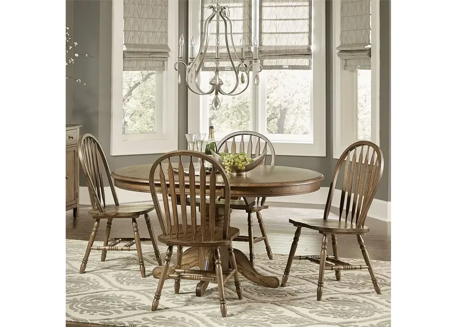 Carolina Crossing 5 Piece Pedestal Table Set