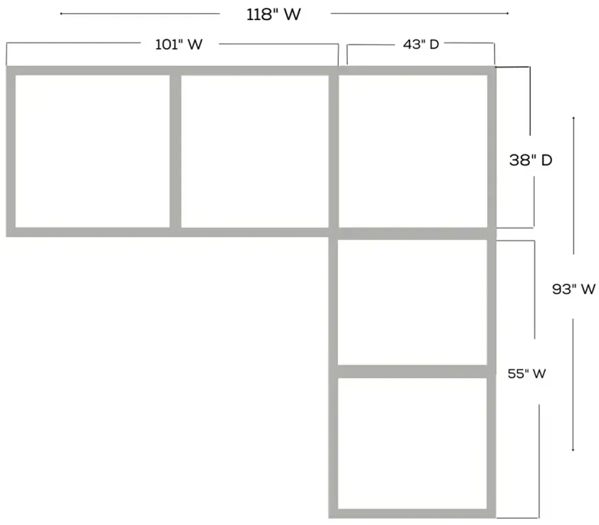 Mammoth Smoke 2PC Sectional (Left Corner Sofa)