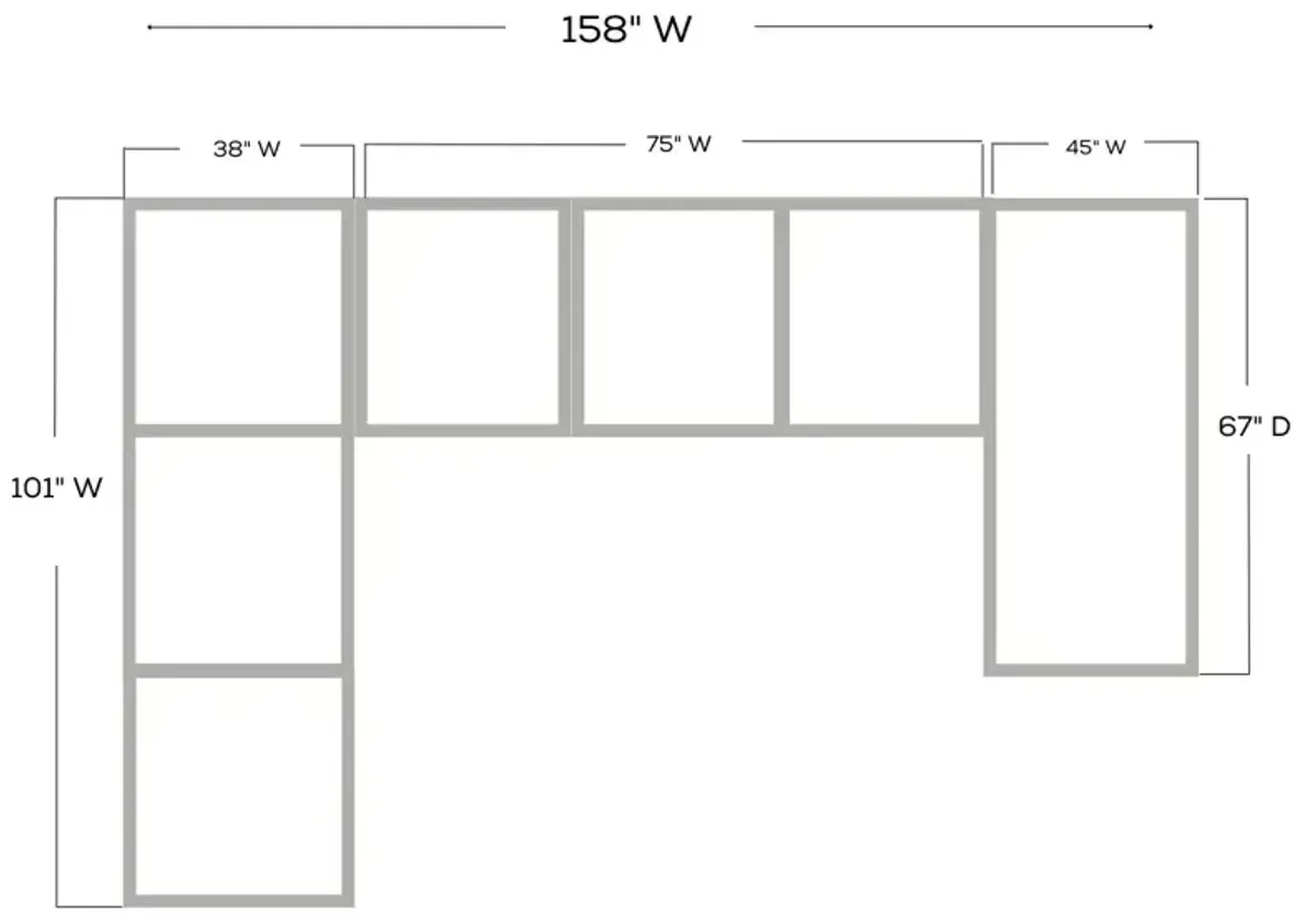 Mammoth Smoke 3PC Sectional (Right Chaise)