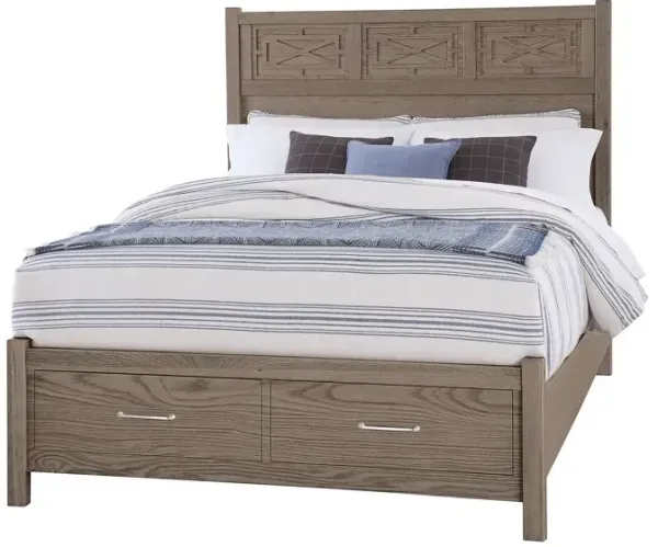 Tide & Timber Fretwork Queen Storage Bed - Grey Oak