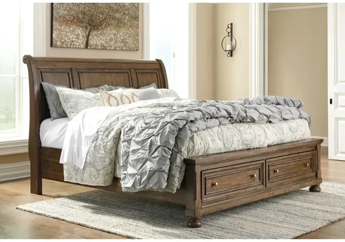 Flynnter Queen Sleigh Bed with 2 Storage Drawers