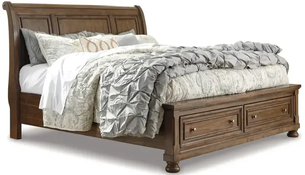 Flynnter Queen Sleigh Bed with 2 Storage Drawers