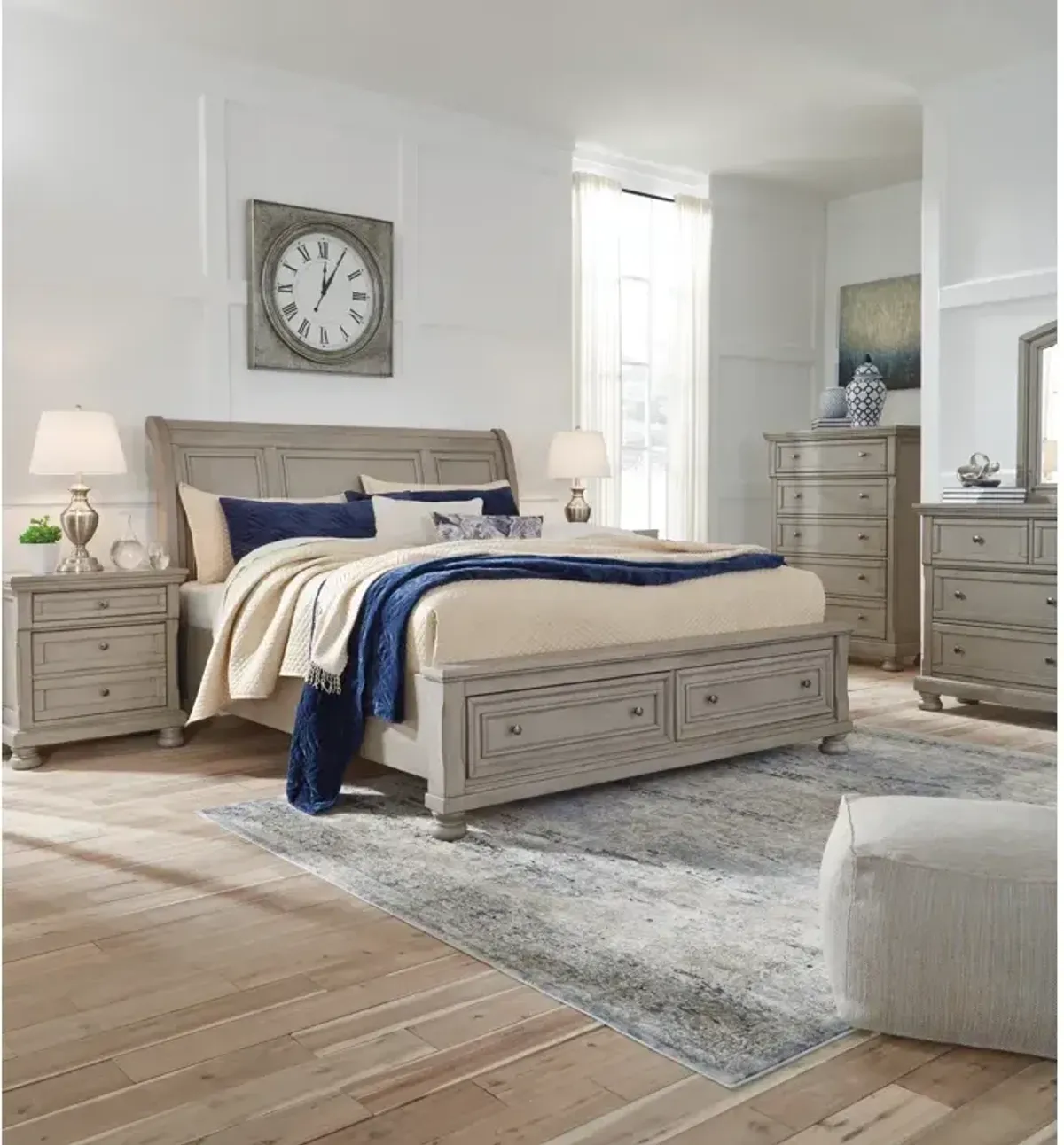 Lettner Queen Sleigh Bed with 2 Storage Drawers