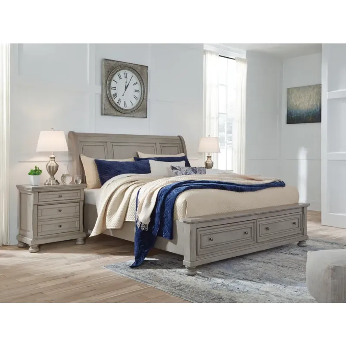 Lettner Queen Sleigh Bed with 2 Storage Drawers