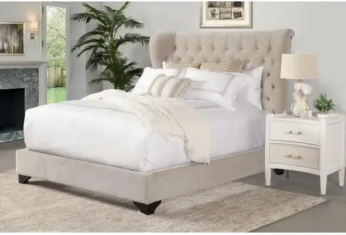 Chloe Meringue Queen Bed - Natural