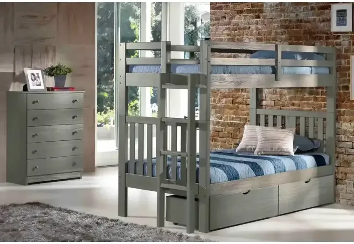 Cambridge Twin Over Twin Bunkbed w/Ladder - Gray