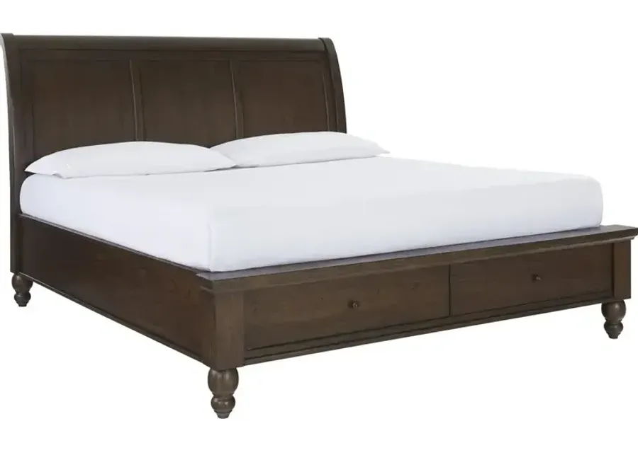 Cambridge King Storage Sleigh Bed - Classic Cherry