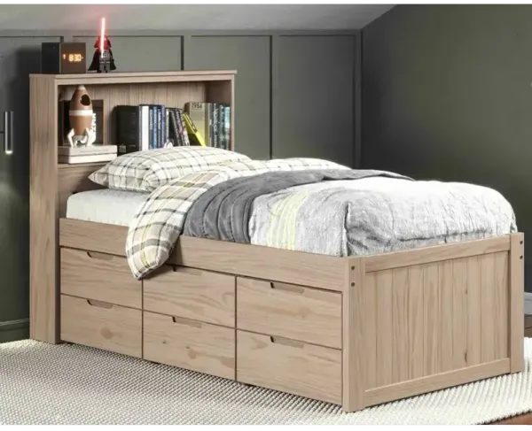 Captains Storage Bed with Headboard - Sandstone