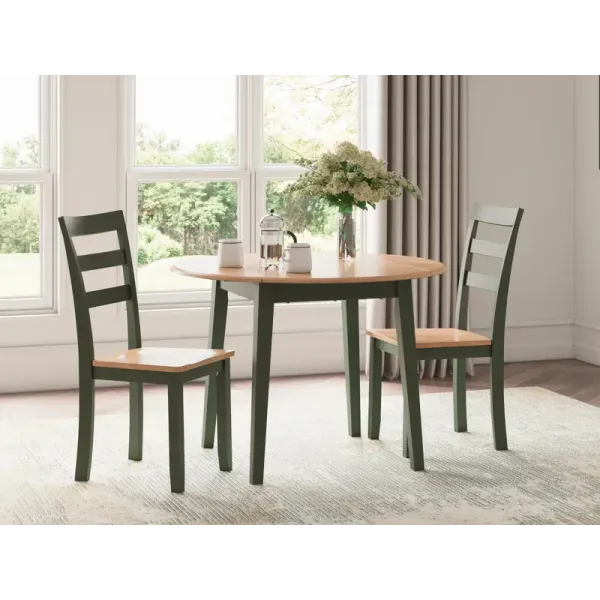 Gesthaven Dining Table and 2 Chairs - Natural/Green