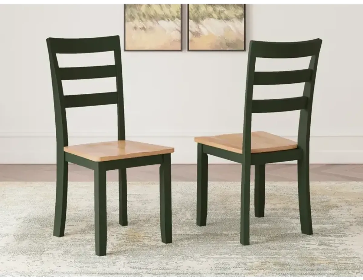 Gesthaven Dining Table and 2 Chairs - Natural/Green